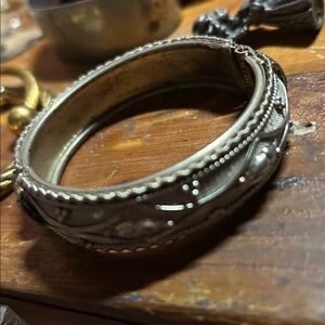Middle Eastern oxidized, silver henge cuff